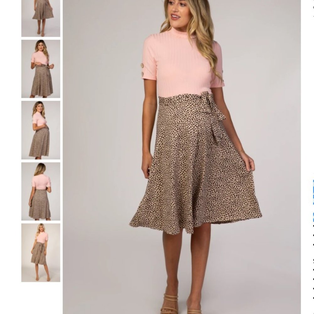 Pink Animal Print Colorblock Maternity Dress